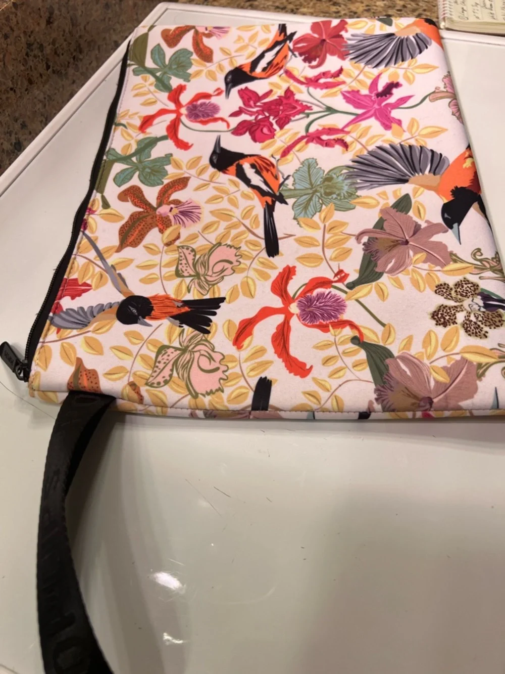Popups Floral Computer Sleeve Bag Carrier Neoprene 11”x15” Zips Close